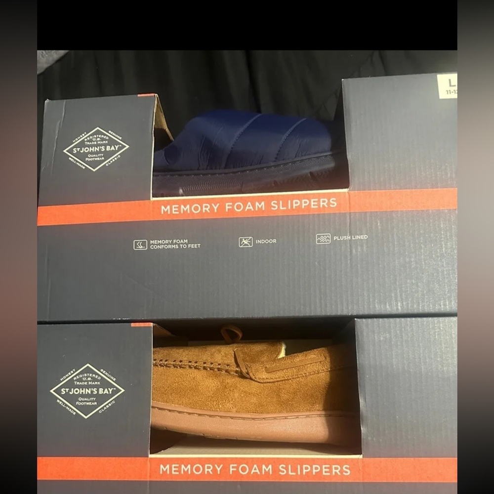 1 pair St Johns Bay memory foam house shoes $14 both pair $20! a  $70 value